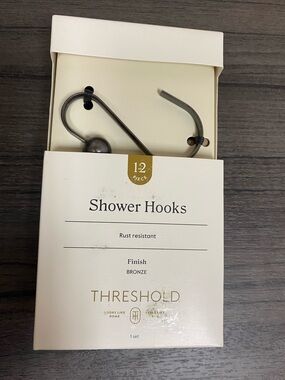 Threshold Bronze Shower Hooks with Ball Ends - 12 Piece